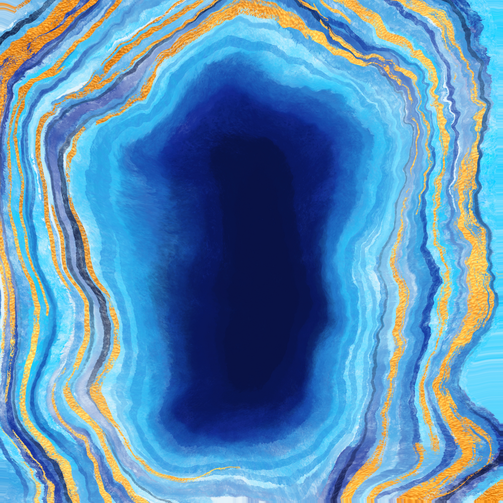 Marbleized Geode Deep Blue and Gold Full Pattern Background